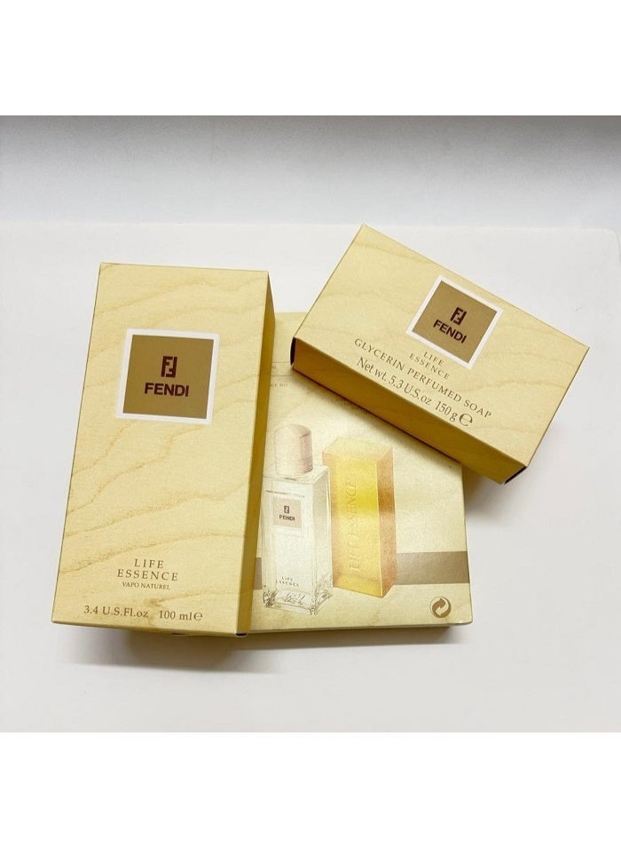 فيندي طقم هدايا فندي لايف إيسنس أو دو تواليت 100 مل + صابون 150 جرام مجموعة أصلية نادرة - Image 1